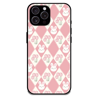 Pink Bunny Argyle - Glossy Metal Silicone Case For Apple iPhone 15 Pro Max