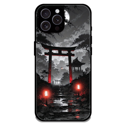 Midnight Torii Forest - Glossy Metal Silicone Case For Apple iPhone 15 Pro Max