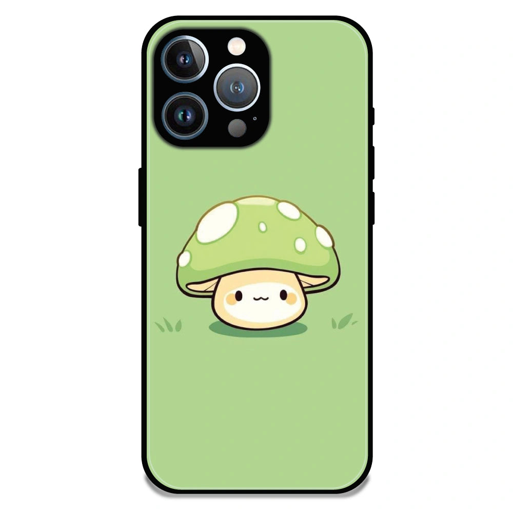 Cute Mushroom Character - Glossy Metal Silicone Case For Apple iPhone 15 Pro