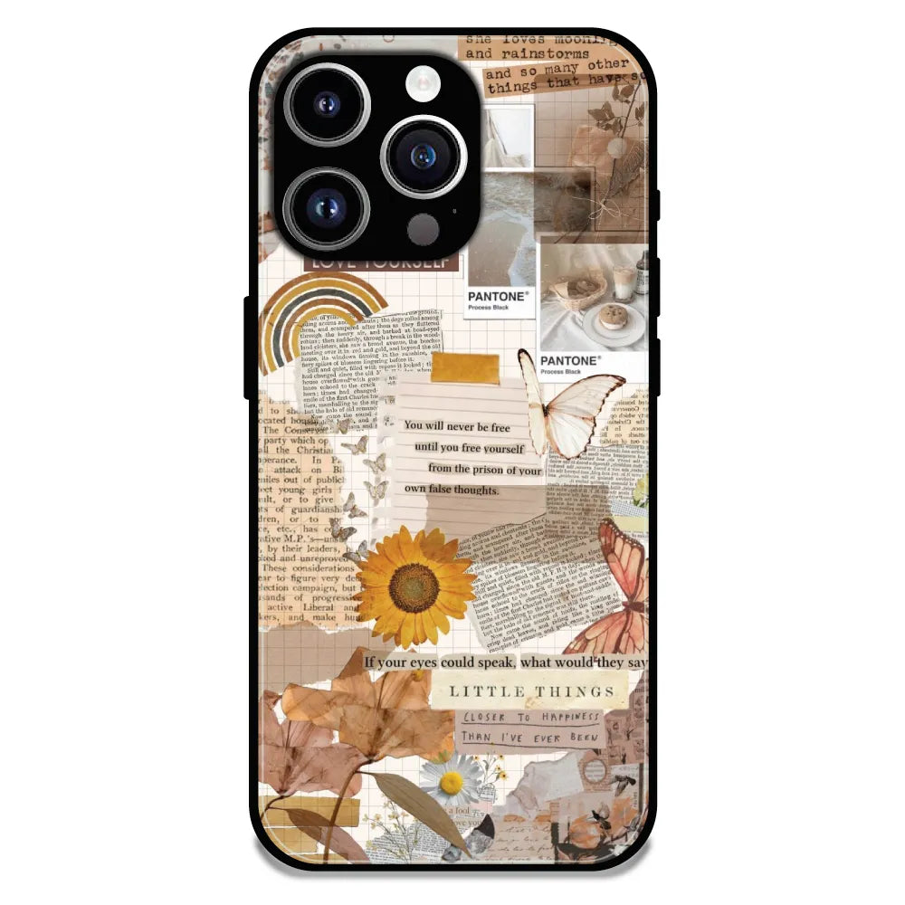 Aesthetic Butterfly & Sunflower - Glossy Metal Silicone Case For Apple iPhone 15 Pro