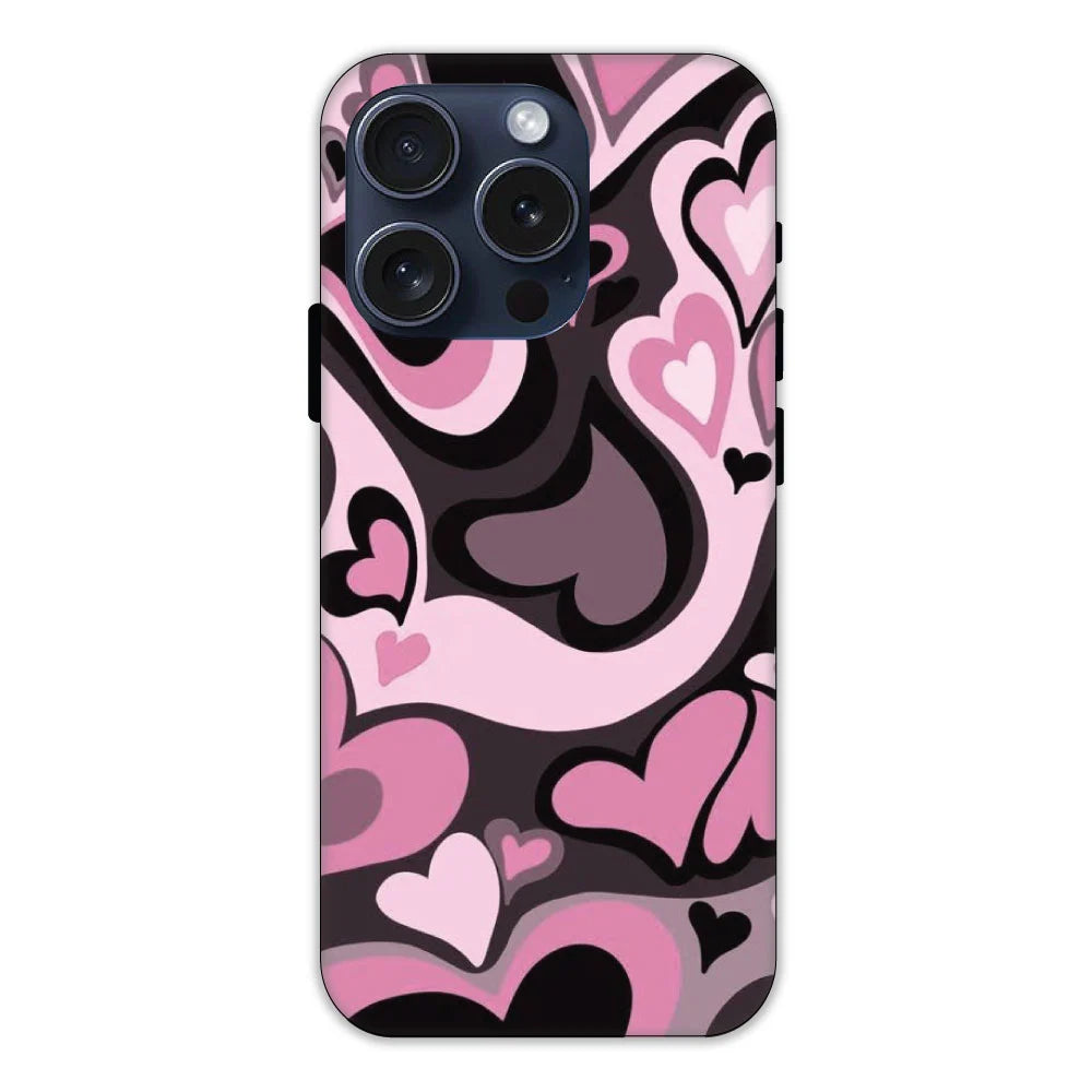 Pink & Black Mini Hearts Hard Case Apple iPhone 15 Pro Models