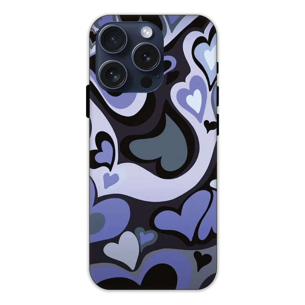 Purple Mini Hearts Hard Case Apple iPhone 15 Pro Models