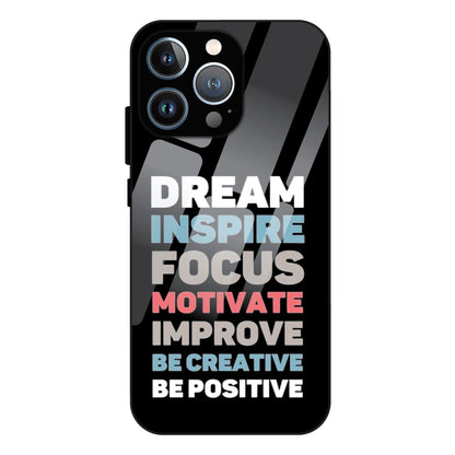 Dream Inspire Focus Typography - Glass Case For Apple iPhone 15 Pro