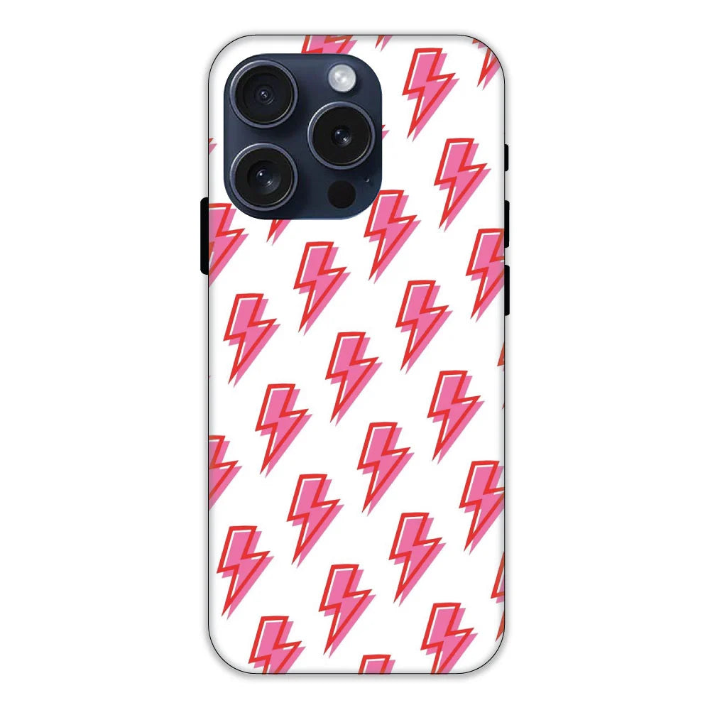 Pink Lightning Bolts Hard Case Apple iPhone 15 Pro Models