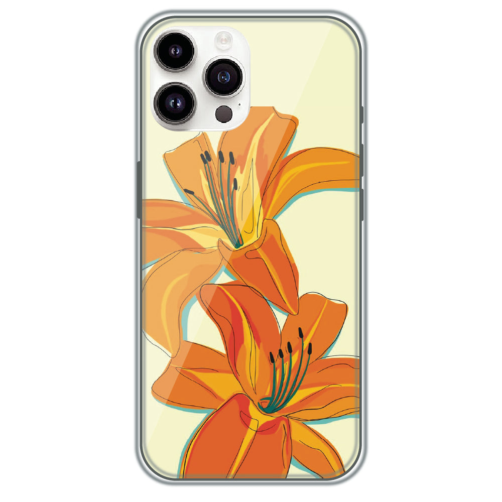 Amber Lily Bloom - Printed Silicone Case for Apple iPhone 15 Pro