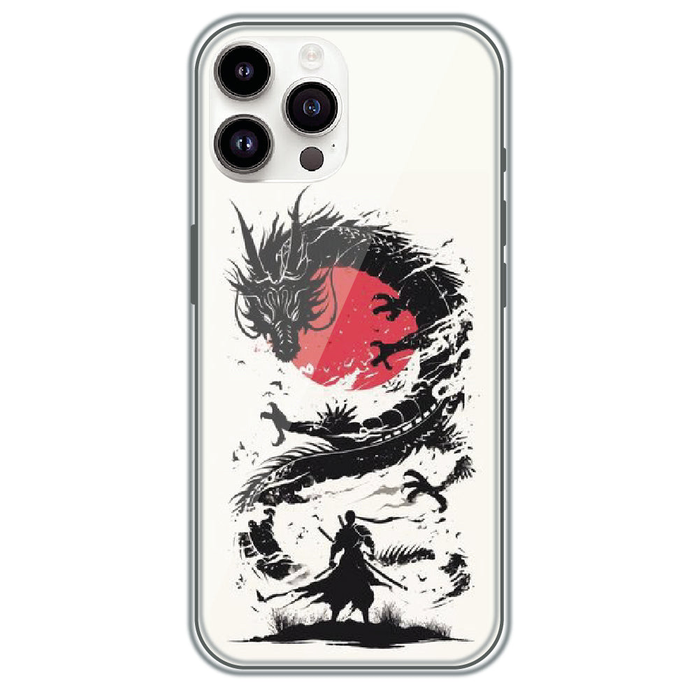 Dragon Samurai - Printed Silicone Case for Apple iPhone 15 Pro