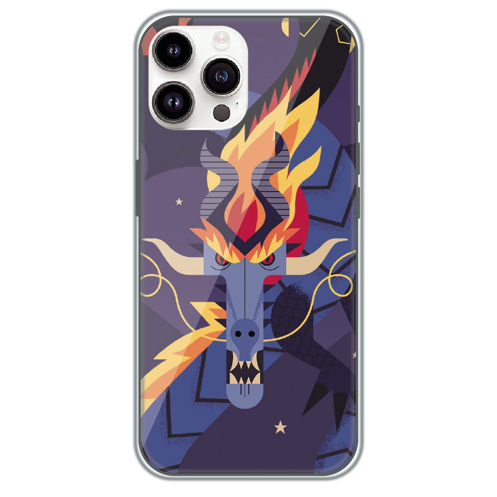 Geometric Fire Dragon - Printed Silicone Case for Apple iPhone 15 Pro
