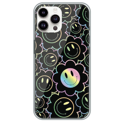 Holographic Smiley Bloom - Printed Silicone Case for Apple iPhone 15 Pro
