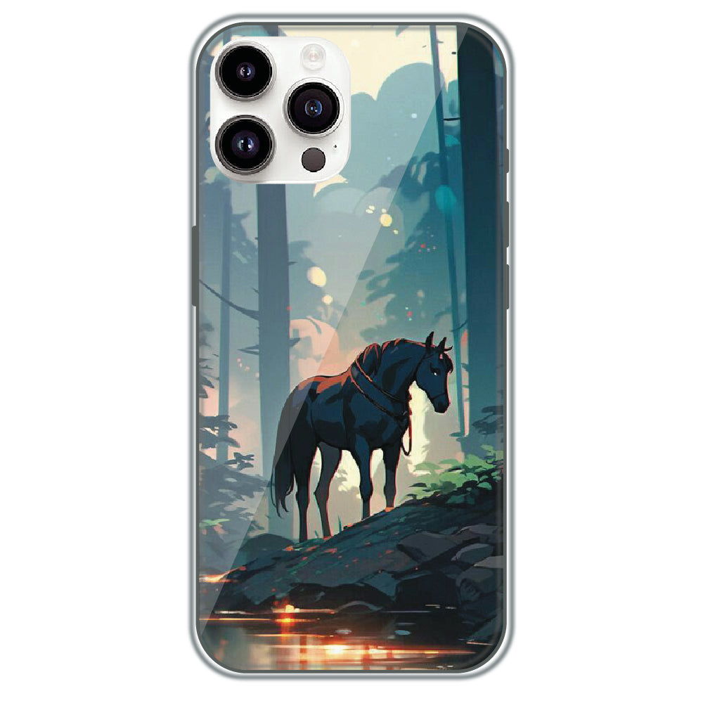 Horse in the Forest - Printed Silicone Case for Apple iPhone 15 Pro