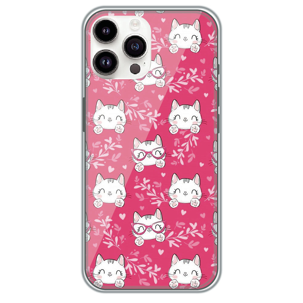 Kitty in Pink - Printed Silicone Case for Apple iPhone 15 Pro
