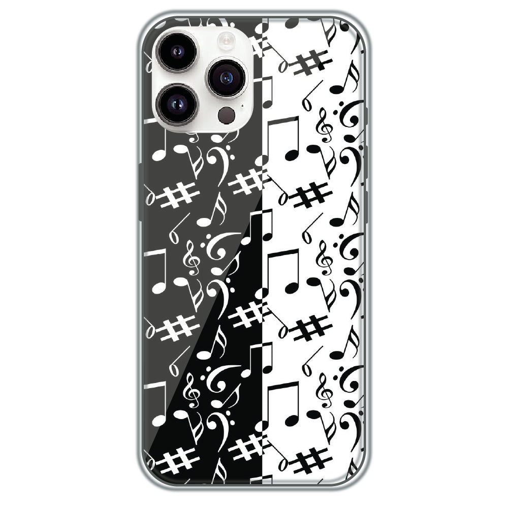 Music Notes - Printed Silicone Case for Apple iPhone 15 Pro