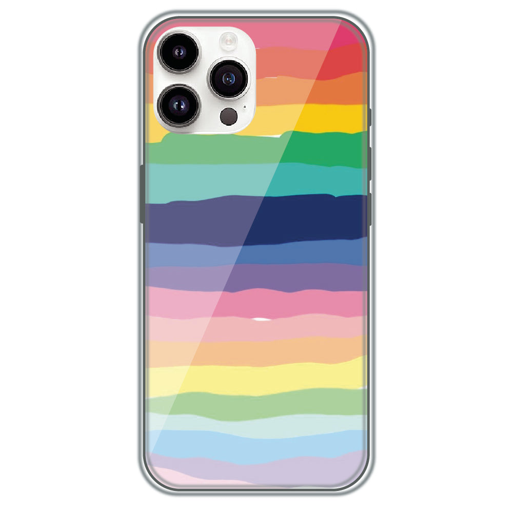 Rainbow Stripes - Printed Silicone Case for Apple iPhone 15 Pro