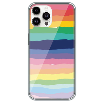 Rainbow Stripes - Printed Silicone Case for Apple iPhone 15 Pro