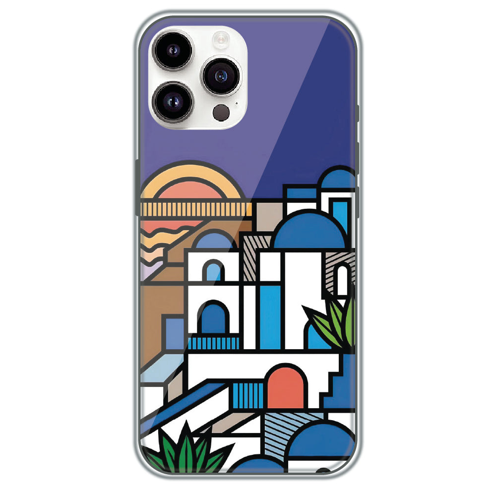Santorini Streets - Printed Silicone Case for Apple iPhone 15 Pro