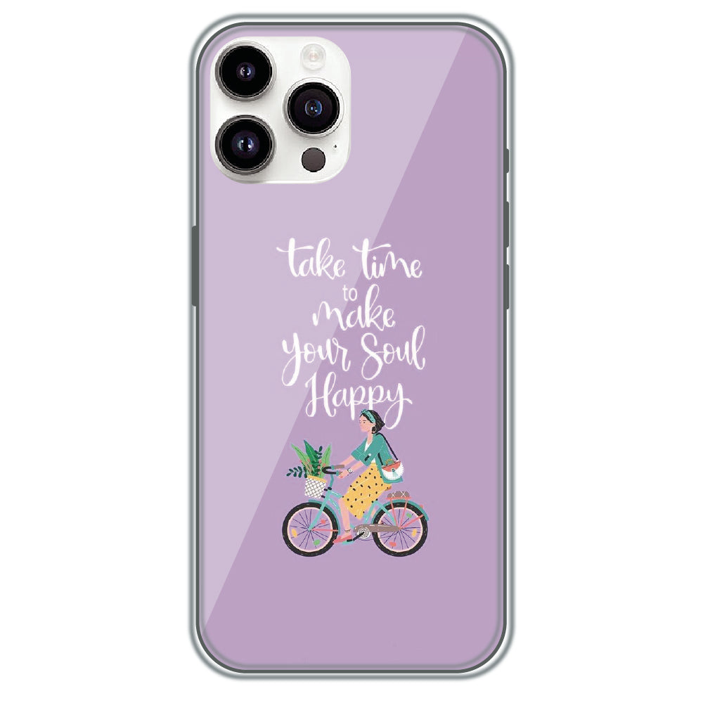 Soul Happy Quote - Printed Silicone Case for Apple iPhone 15 Pro