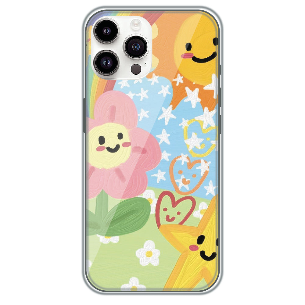 Sunshine Doodle Garden - Printed Silicone Case for Apple iPhone 15 Pro