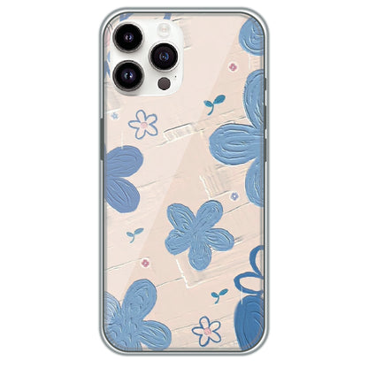 Textured Blue Blossoms - Printed Silicone Case for Apple iPhone 15 Pro