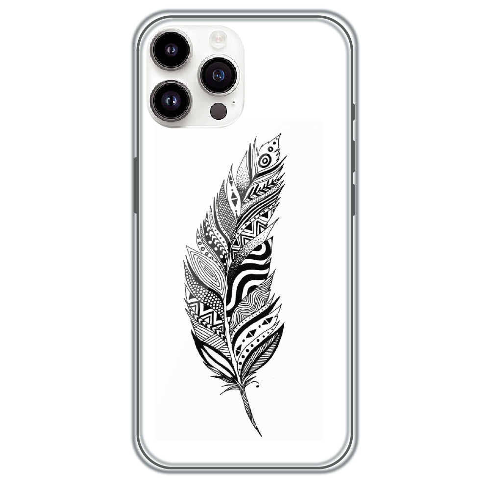 Zentangle Feather - Printed Silicone Case for Apple iPhone 15 Pro