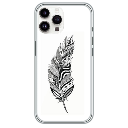 Zentangle Feather - Printed Silicone Case for Apple iPhone 15 Pro