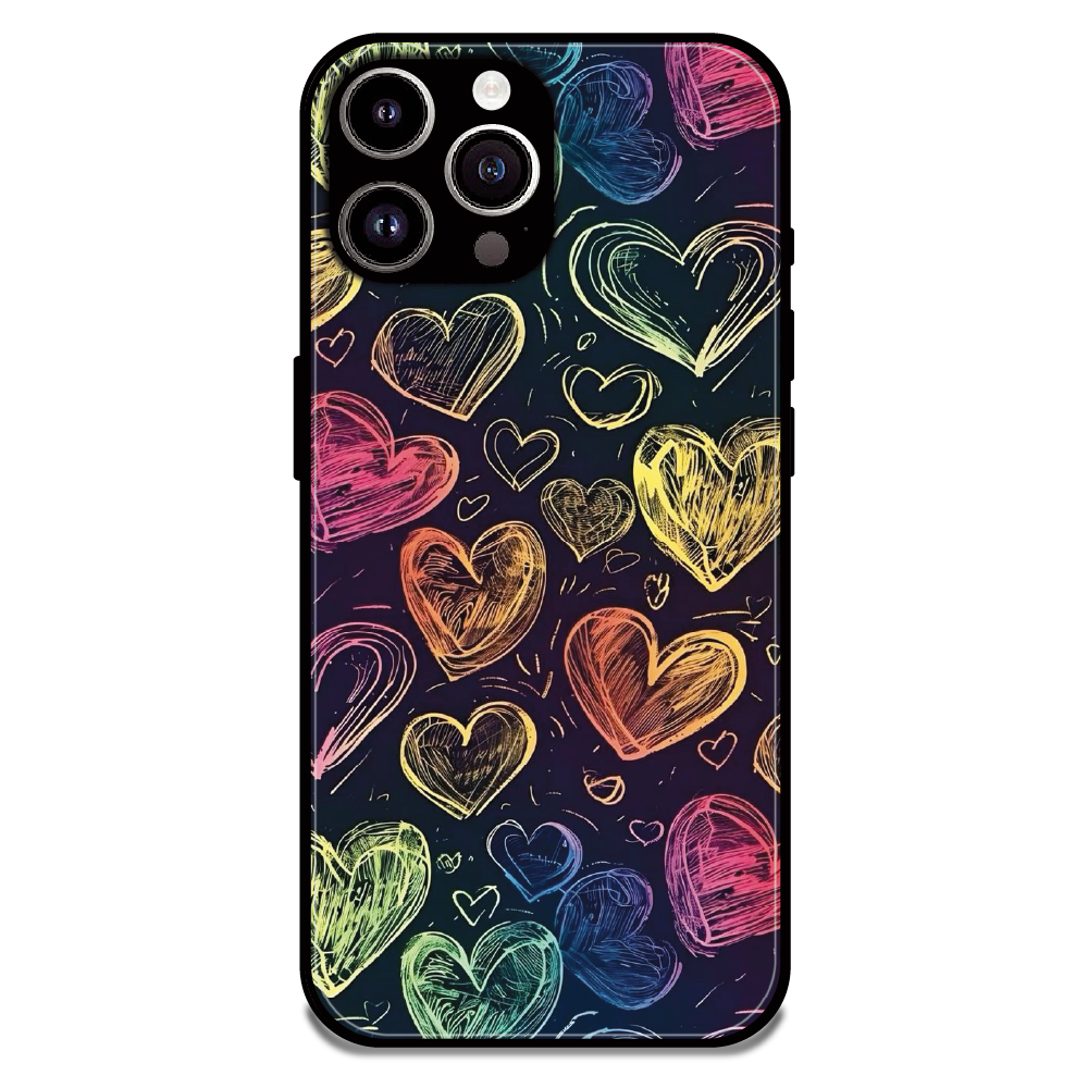Neon Love Scribble - Glossy Metal Silicone Case For Apple iPhone 15 Pro