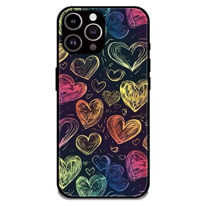 Neon Love Scribble - Glossy Metal Silicone Case For Apple iPhone 15 Pro