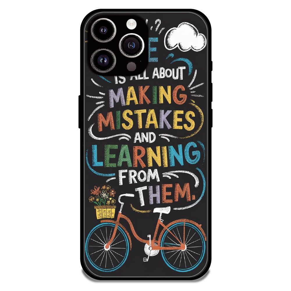 Motivational Quote Bicycle Art - Glossy Metal Silicone Case For Apple iPhone 15 Pro
