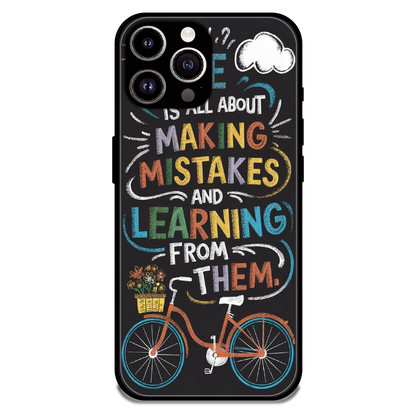 Motivational Quote Bicycle Art - Glossy Metal Silicone Case For Apple iPhone 15 Pro