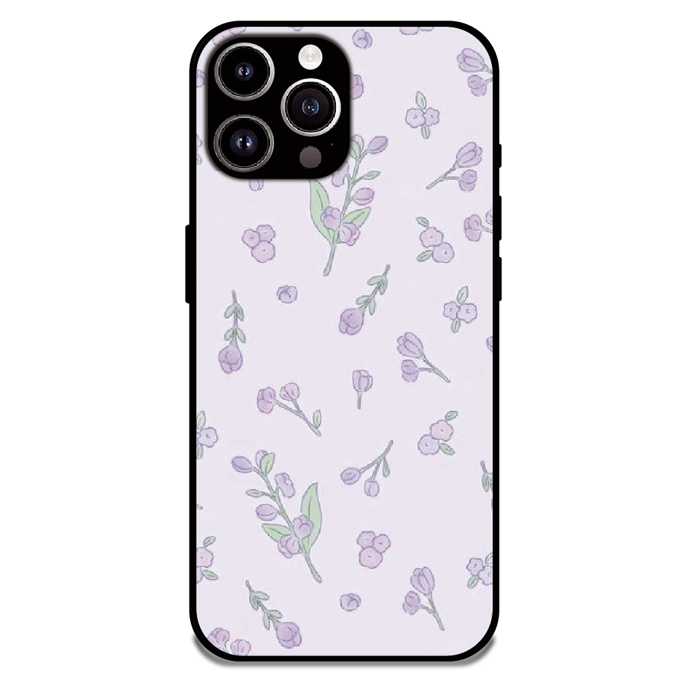 Lavender Floral Ditsy - Glossy Metal Silicone Case For Apple iPhone 15 Pro