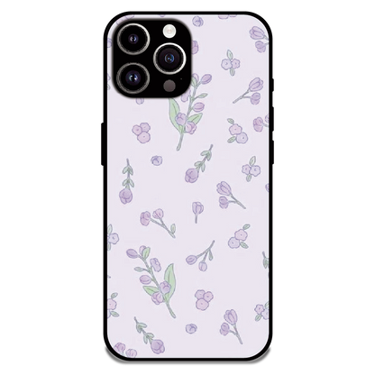 Lavender Floral Ditsy - Glossy Metal Silicone Case For Apple iPhone 15 Pro