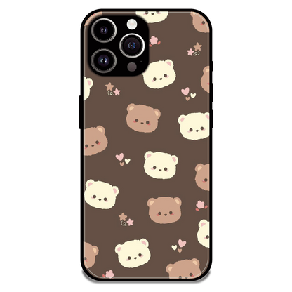 Cozy Bear Pattern - Glossy Metal Silicone Case For Apple iPhone 15 Pro