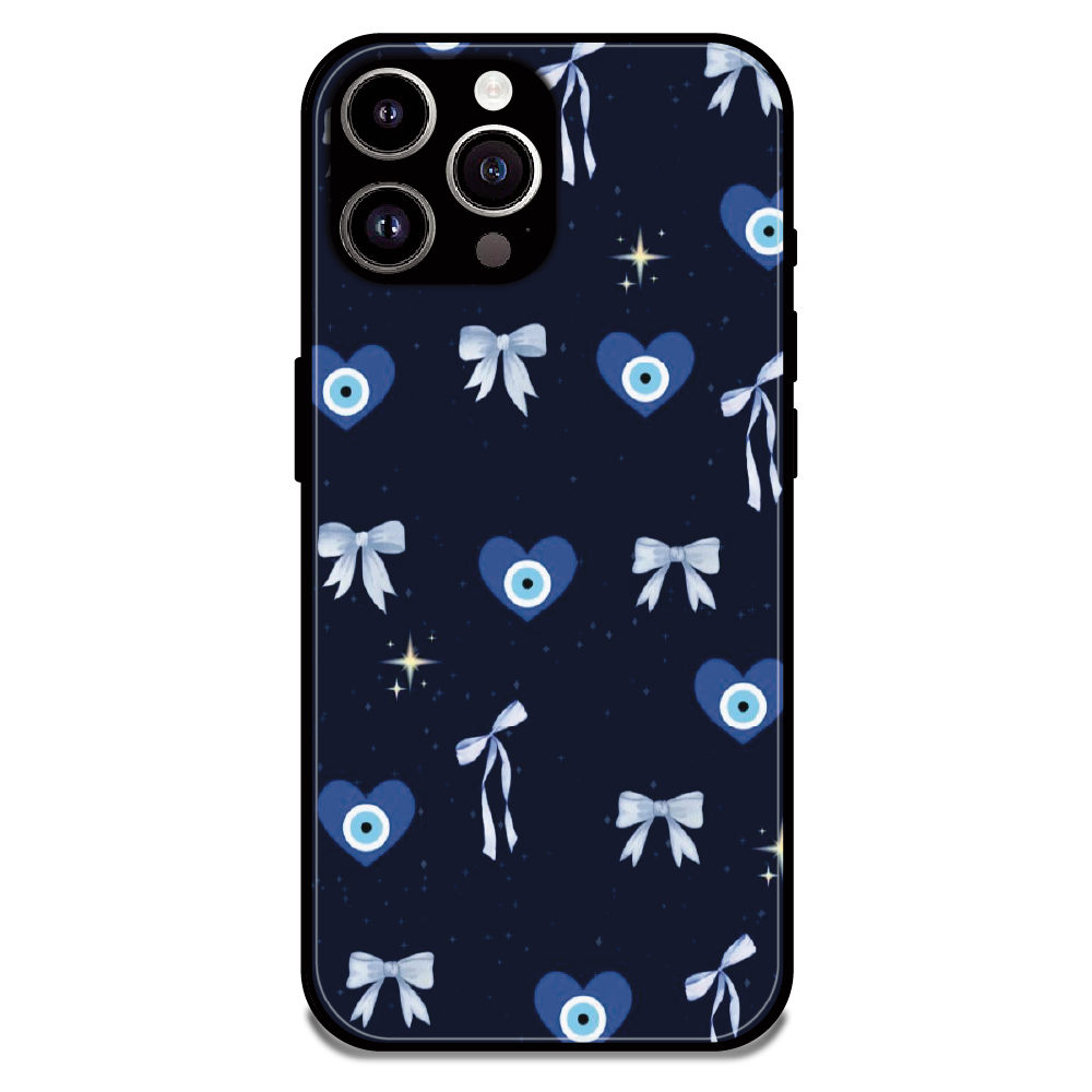 Evil Eye Bow Midnight - Glossy Metal Silicone Case For Apple iPhone 15 Pro