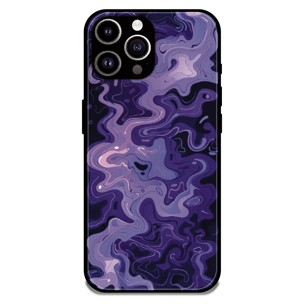 Purple Wave Abstract - Glossy Metal Silicone Case For Apple iPhone 15 Pro