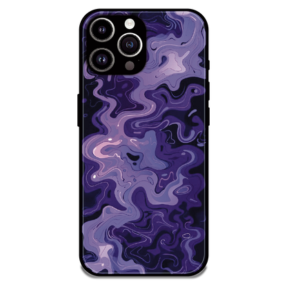 Purple Wave Abstract - Glossy Metal Silicone Case For Apple iPhone 15 Pro