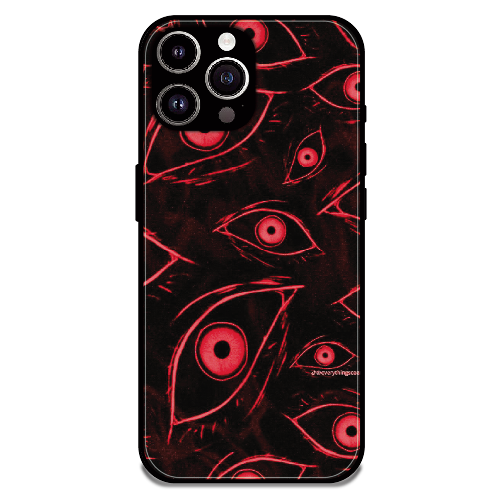 Crimson Eyes Chaos - Glossy Metal Silicone Case For Apple iPhone 15 Pro