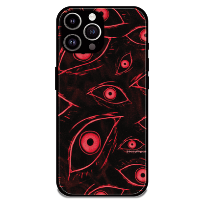 Crimson Eyes Chaos - Glossy Metal Silicone Case For Apple iPhone 15 Pro