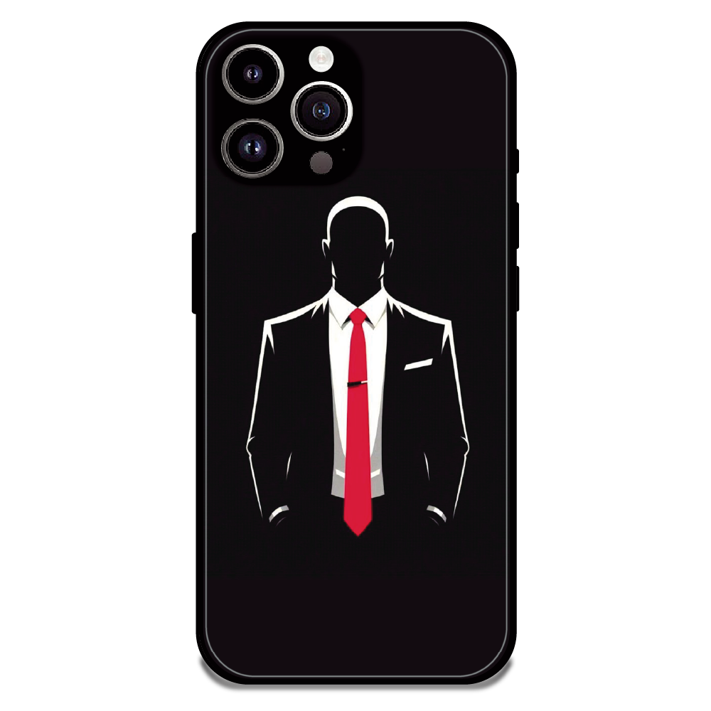 Red Tie Silhouette - Glossy Metal Silicone Case For Apple iPhone 15 Pro