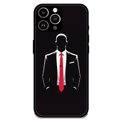 Red Tie Silhouette - Glossy Metal Silicone Case For Apple iPhone 15 Pro