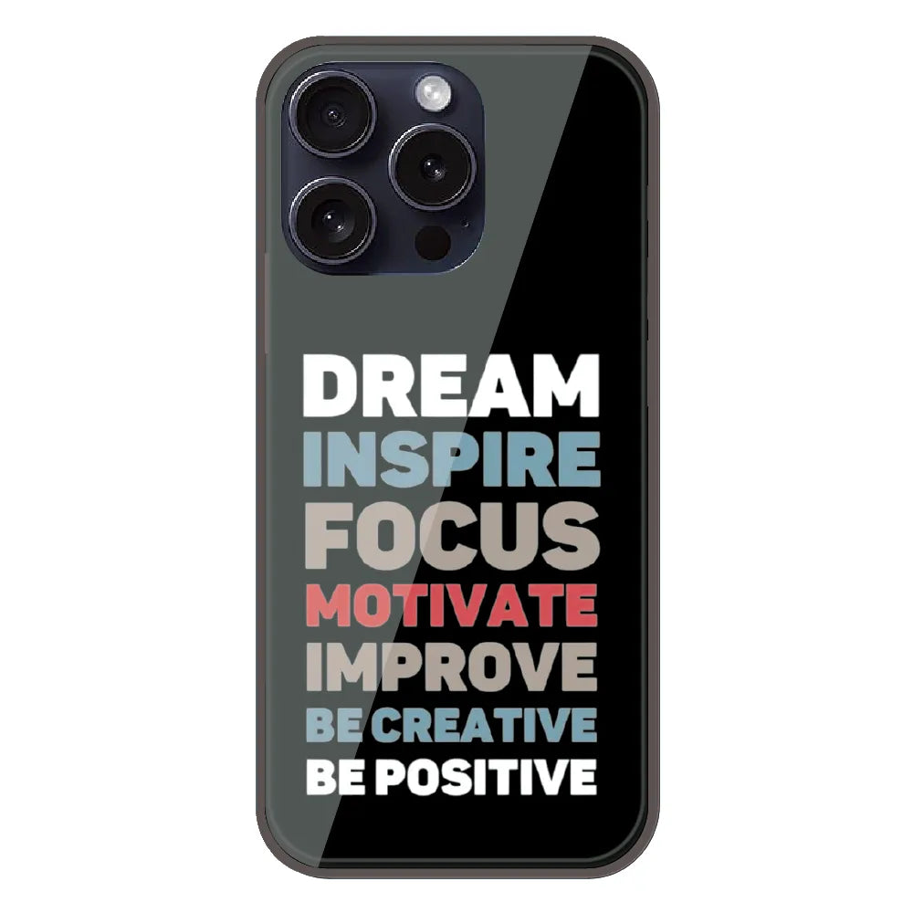 Dream Inspire Focus Typography - Printed Silicone Case For Apple iPhone 15 Pro
