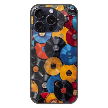 Retro Vinyl Record Pattern - Printed Silicone Case For Apple iPhone 15 Pro