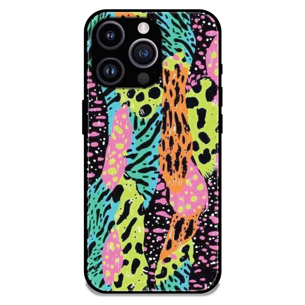 Colorful Artistic Paint Splash - Glossy Metal Silicone Case For Apple iPhone 15 Pro