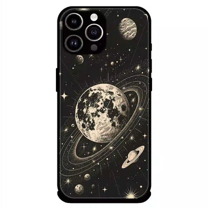 Celestial Planet Orbit - Glossy Metal Silicone Case For Apple iPhone 15 Pro