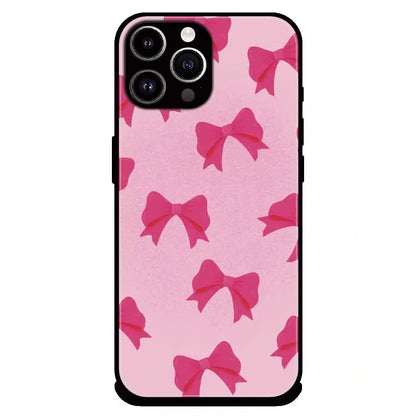 Pink Bow Aesthetic Pattern - Glossy Metal Silicone Case For Apple iPhone 15 Pro
