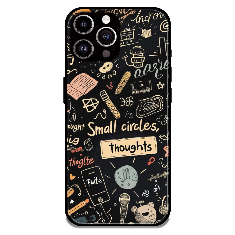 Thought Doodle Noir - Glossy Metal Silicone Case For Apple iPhone 15 Pro