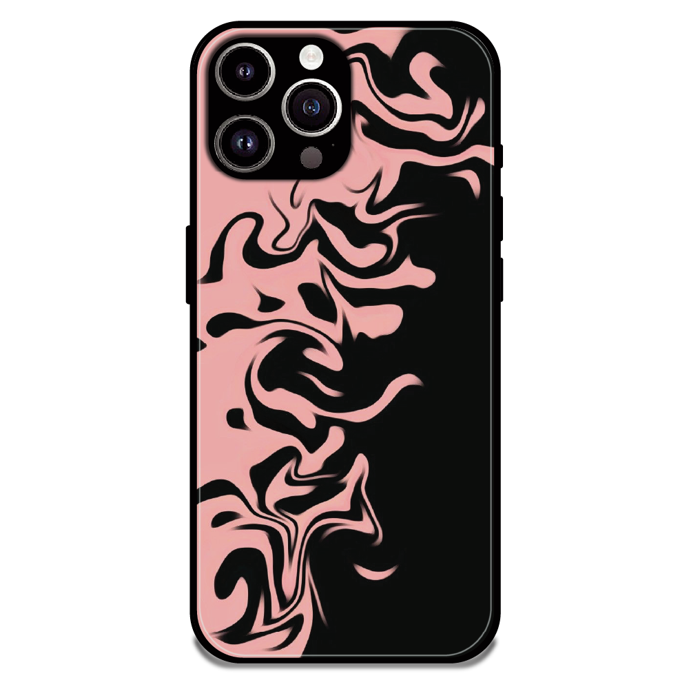 Blush Noir Marble - Glossy Metal Silicone Case For Apple iPhone 15 Pro