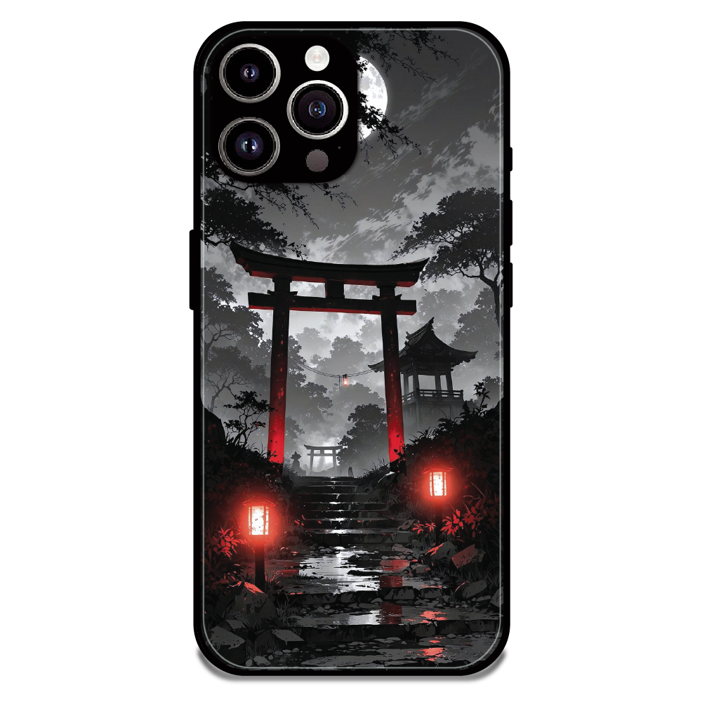 Midnight Torii Forest - Glossy Metal Silicone Case For Apple iPhone 15 Pro