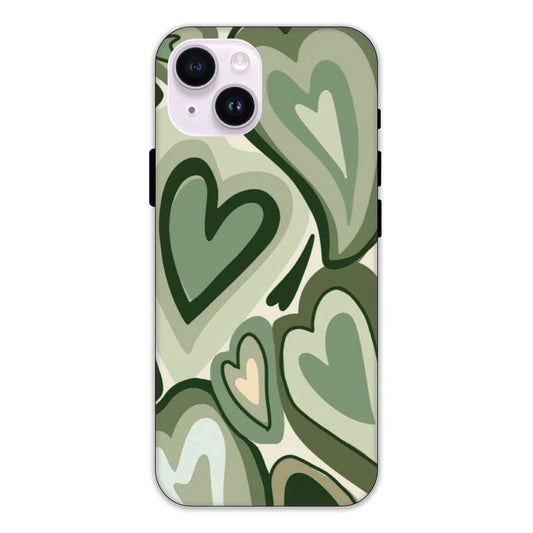 Green Hearts Hard Case Apple IPhone 15 models