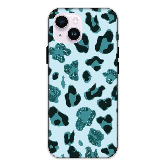 Blue Leopard Glitter Print Hard Case Apple IPhone 15 Models