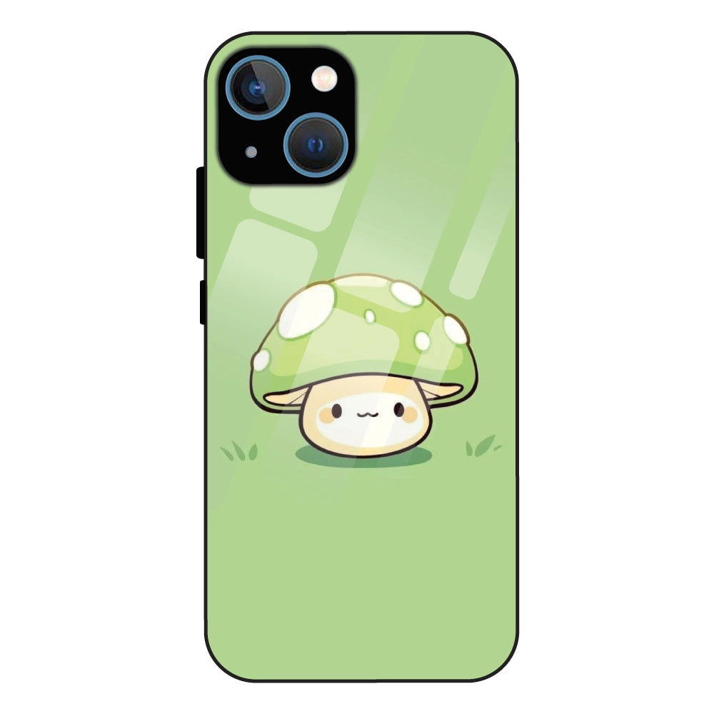 Cute Mushroom Character - Glass Case For Apple iPhone 15