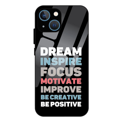 Dream Inspire Focus Typography - Glass Case For Apple iPhone 15