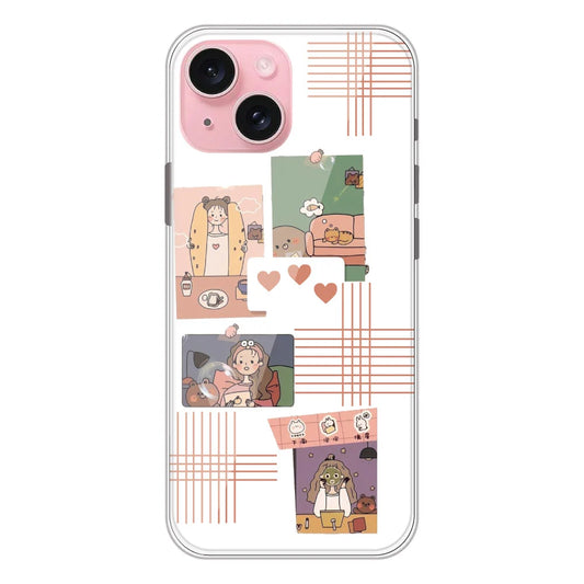 Cute Girl Collage - Clear Printed Silicone Case For Apple iPhone Models -Apple iPhone 15